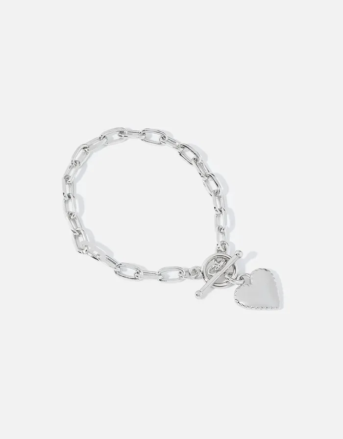 Accessorize PlatinumPlated Heart Chunky Bracelet Women Bracelets