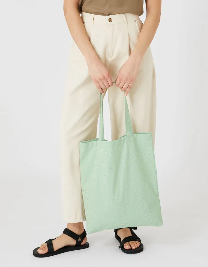 Accessorize Printed Shopper Tote Bag Green Light Green Women Tote and Shopper Bags