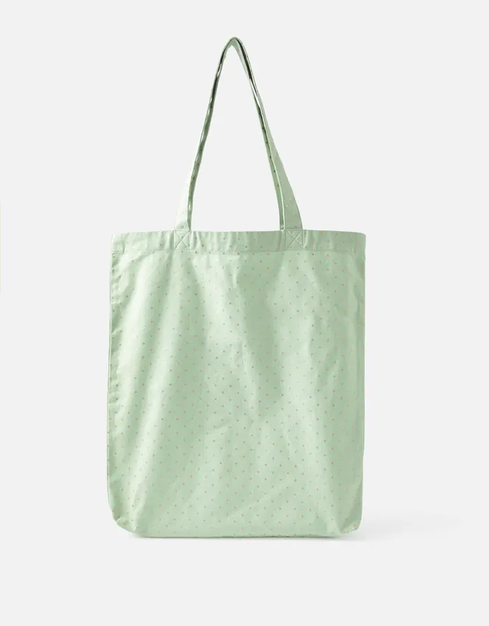 Accessorize Printed Shopper Tote Bag Green Light Green Women Tote and Shopper Bags