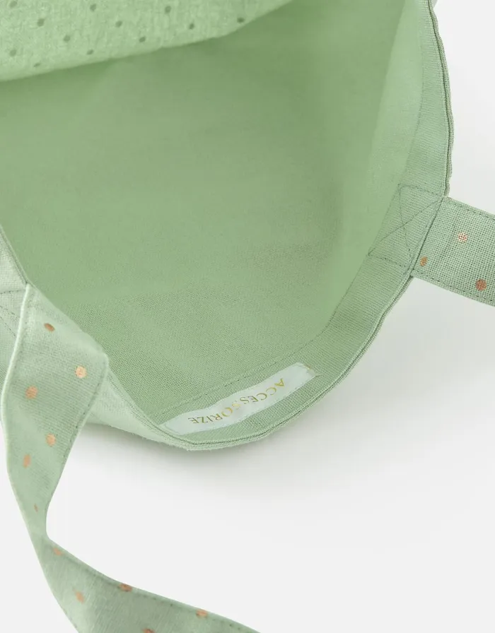 Accessorize Printed Shopper Tote Bag Green Light Green Women Tote and Shopper Bags