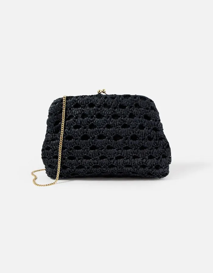 Accessorize Raffia Clutch Bag Black Black Women Clutch Bags