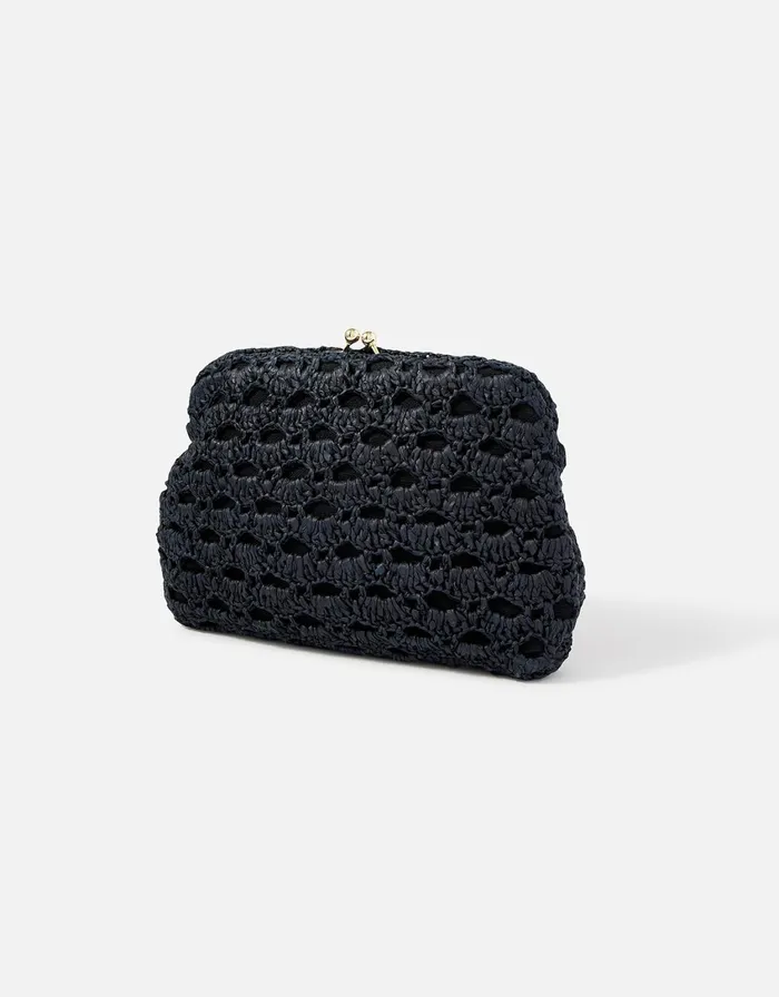 Accessorize Raffia Clutch Bag Black Black Women Clutch Bags