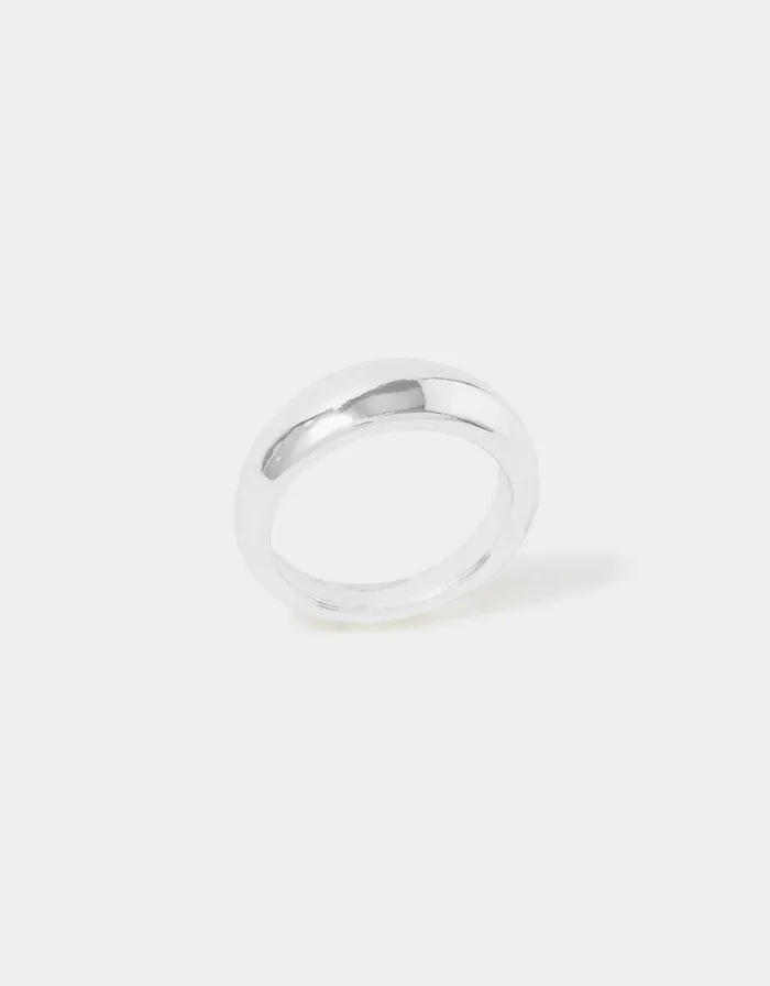 Accessorize Reconnected Round Edge Band Ring Silver Silver Women Rings
