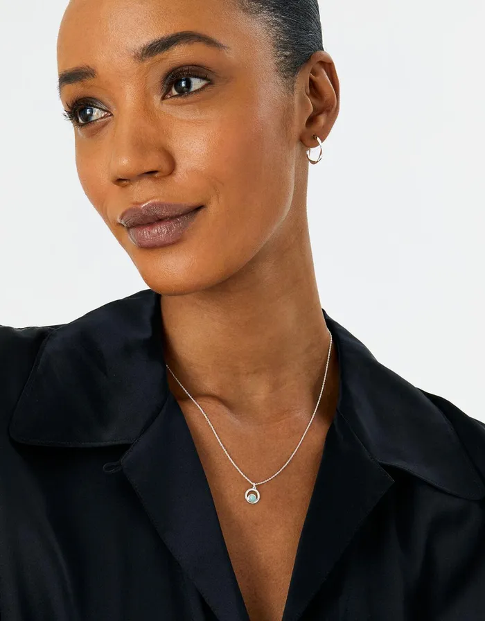 Accessorize Recycled Sterling Silver Amazonite Circle Pendant Necklace Women Necklaces