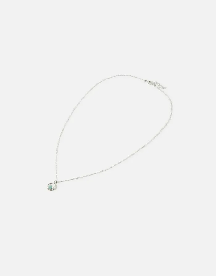 Accessorize Recycled Sterling Silver Amazonite Circle Pendant Necklace Women Necklaces
