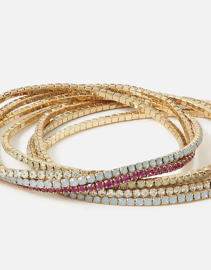 Accessorize Romantic Ramble Cup Chain Stretch Bracelet Set Women Bracelets