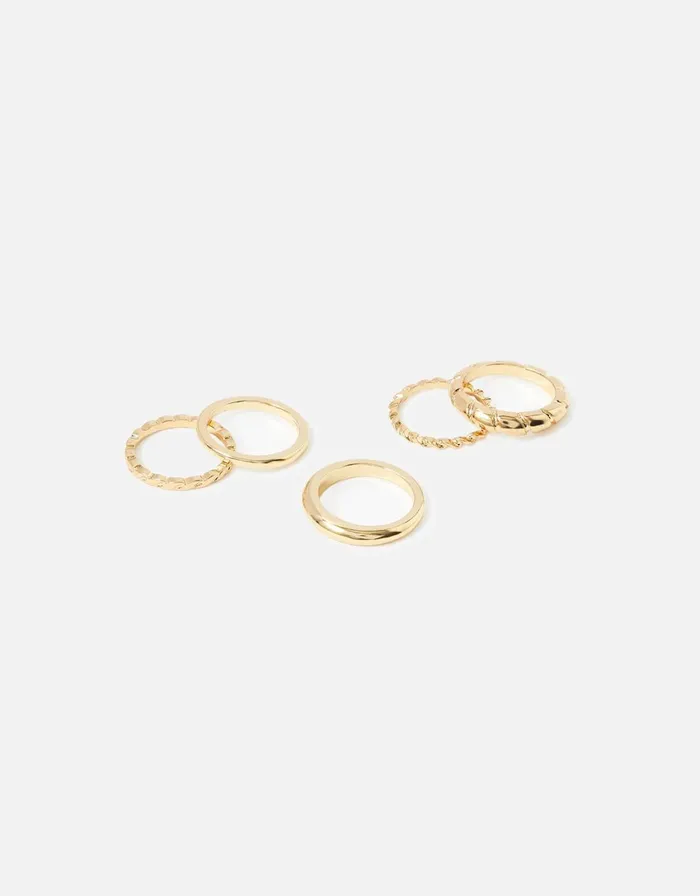Accessorize Romantic Ramble Twisted Ring Multipack Gold Gold Women Rings