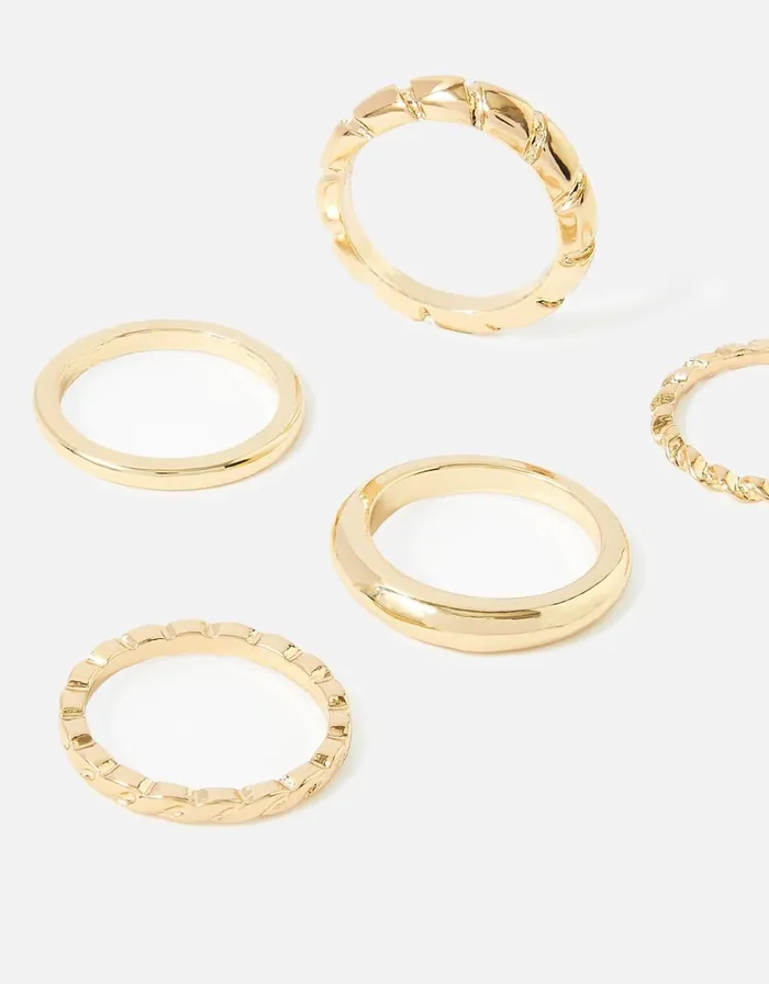 Accessorize Romantic Ramble Twisted Ring Multipack Gold Gold Women Rings