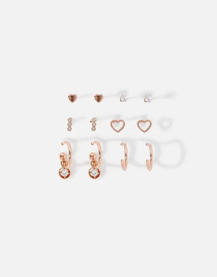 Accessorize Rose GoldPlated Sparkle Stud And Hoop Set Women Earrings