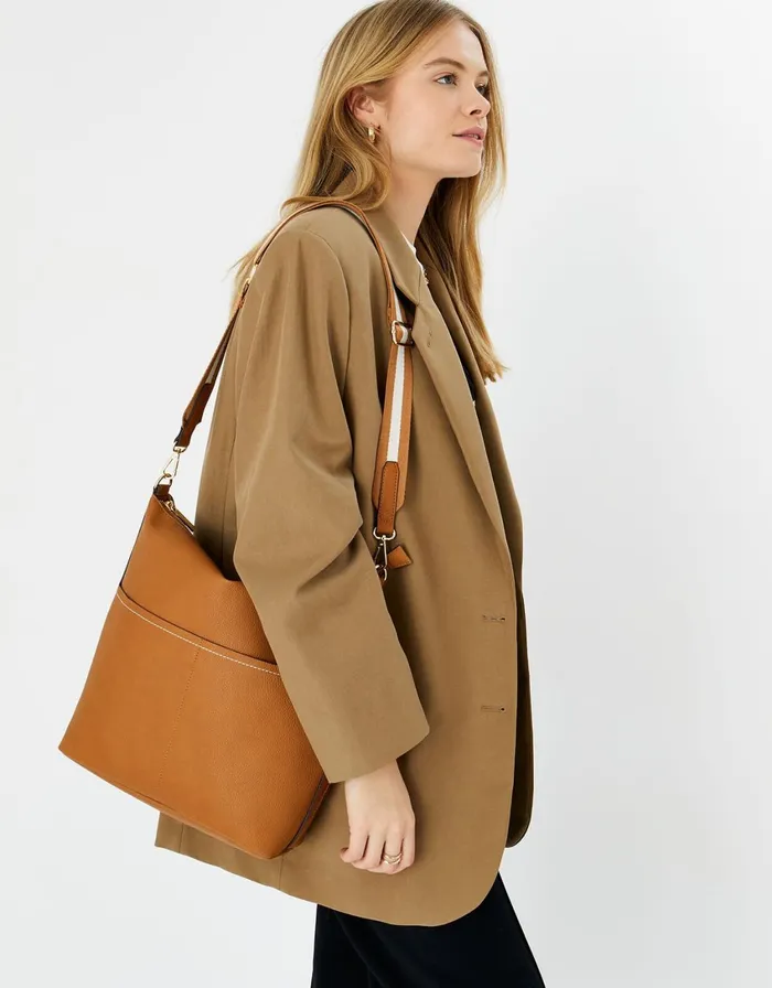 Accessorize Sasha Webbing Shoulder Bag Tan Tan Women Vegan Bags Backpacks and Purses