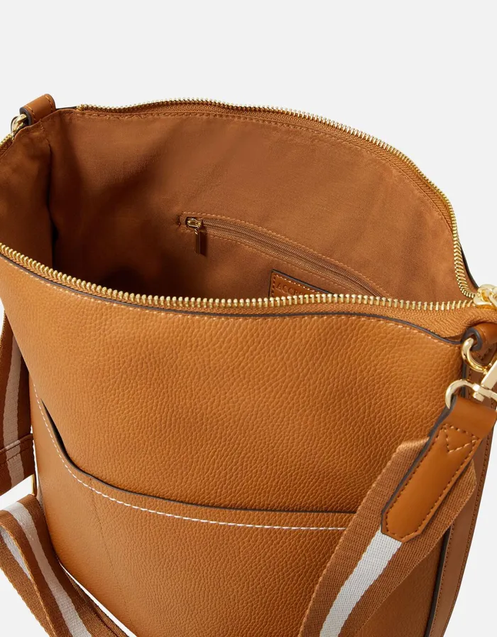 Accessorize Sasha Webbing Shoulder Bag Tan Tan Women Vegan Bags Backpacks and Purses