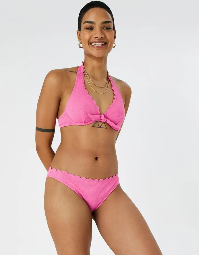 Accessorize Scallop Trim Bikini Briefs Pink Pink Women Bikinis