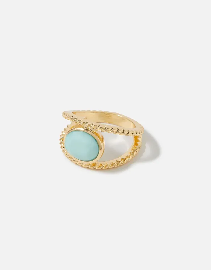 Accessorize Seascape Statement Stone Ring Blue Turquoise Women Rings