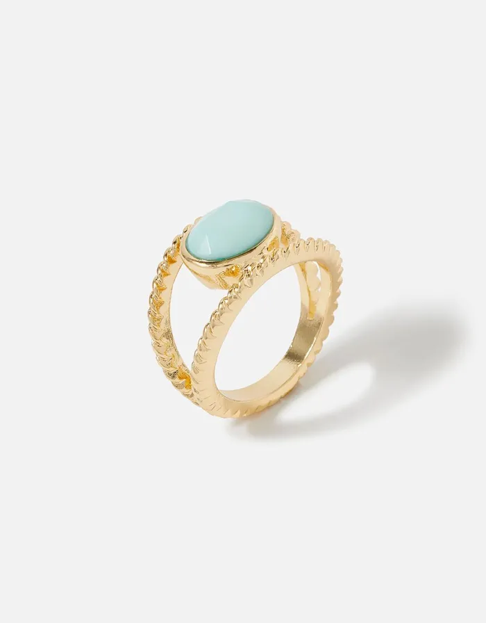 Accessorize Seascape Statement Stone Ring Blue Turquoise Women Rings