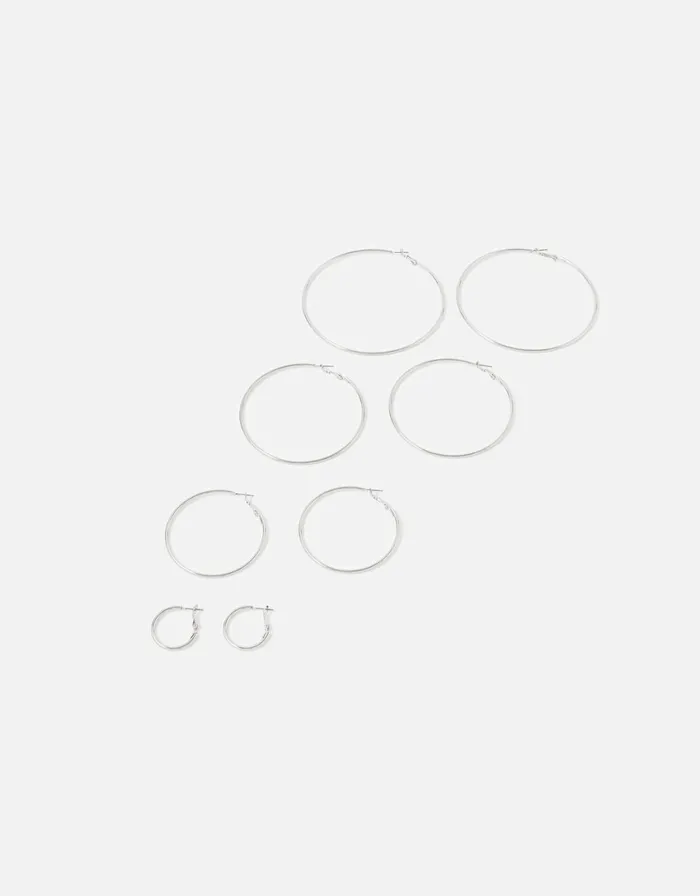 Accessorize Simple Hoop Multipack Silver Silver Women Earrings