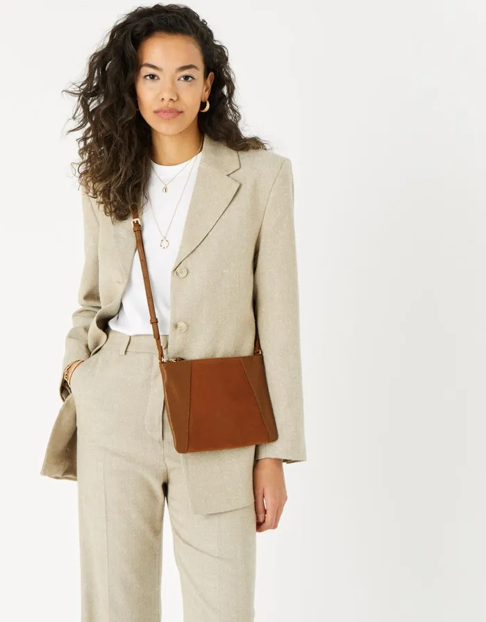 Accessorize Sophie Leather Cross Body Tan Tan Women Leather Bags