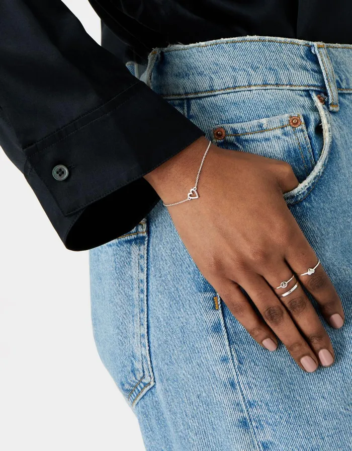 Accessorize Sterling Silver CutOut Heart Bracelet Women Bracelets