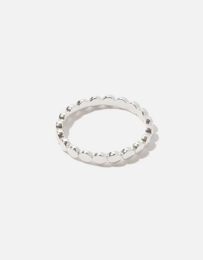 Accessorize Sterling Silver Disc Band Ring Silver St Silver Women Rings