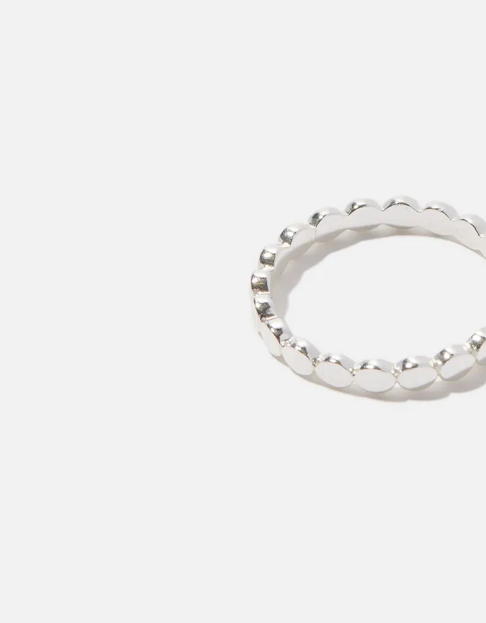 Accessorize Sterling Silver Disc Band Ring Silver St Silver Women Rings