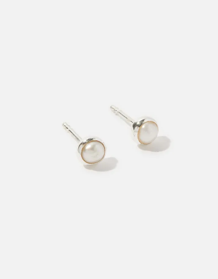 Accessorize Sterling Silver Encased Pearl Studs Women Earrings