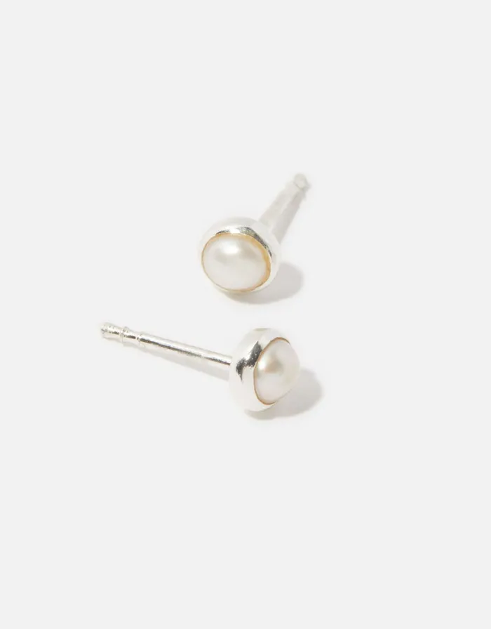 Accessorize Sterling Silver Encased Pearl Studs Women Earrings