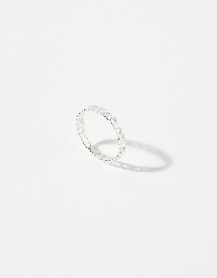 Accessorize Sterling Silver Heart Band Ring Silver St Silver Women Rings