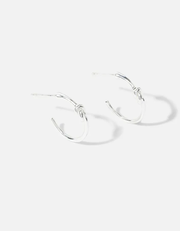Accessorize Sterling Silver Knot Hoop Earrings Women Earrings