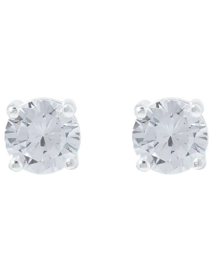 Accessorize Sterling Silver Round Solitaire Earrings Women Earrings