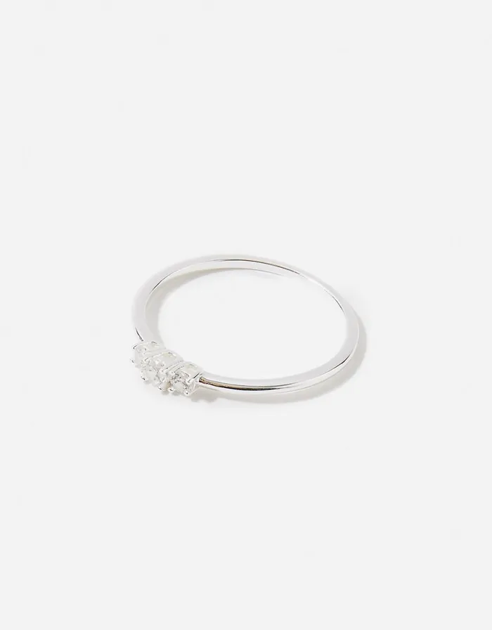 Accessorize Sterling Silver Sparkle Engagement Ring Silver St Silver Women Rings