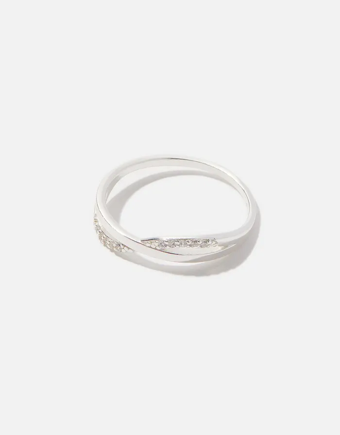 Accessorize Sterling Silver Sparkly Twist Ring Silver St Silver Women Rings