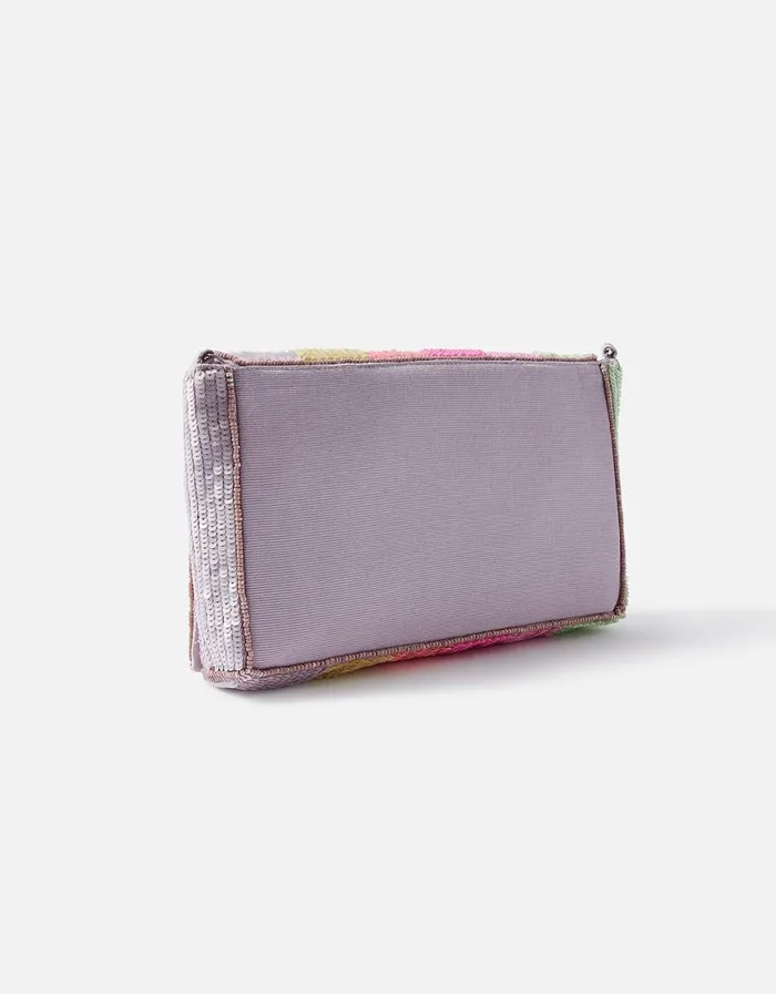 Accessorize Stripe Sequin Clutch Bag Women Clutch Bags