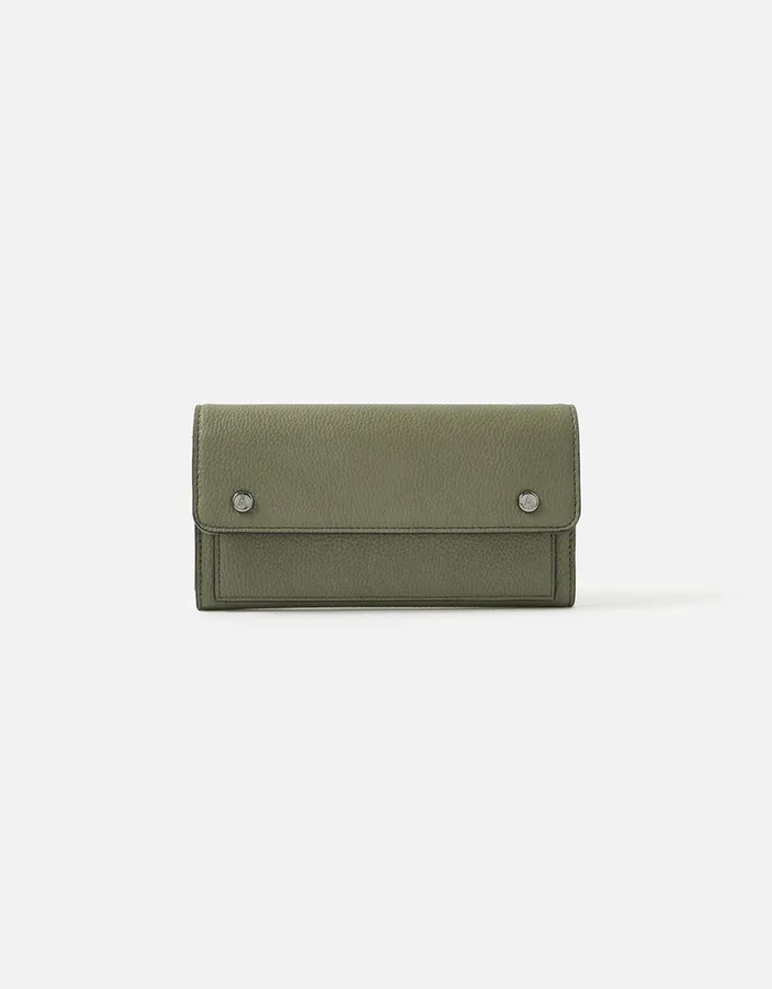 Accessorize Stud Wallet Green Khaki Women Vegan Bags Backpacks and Purses