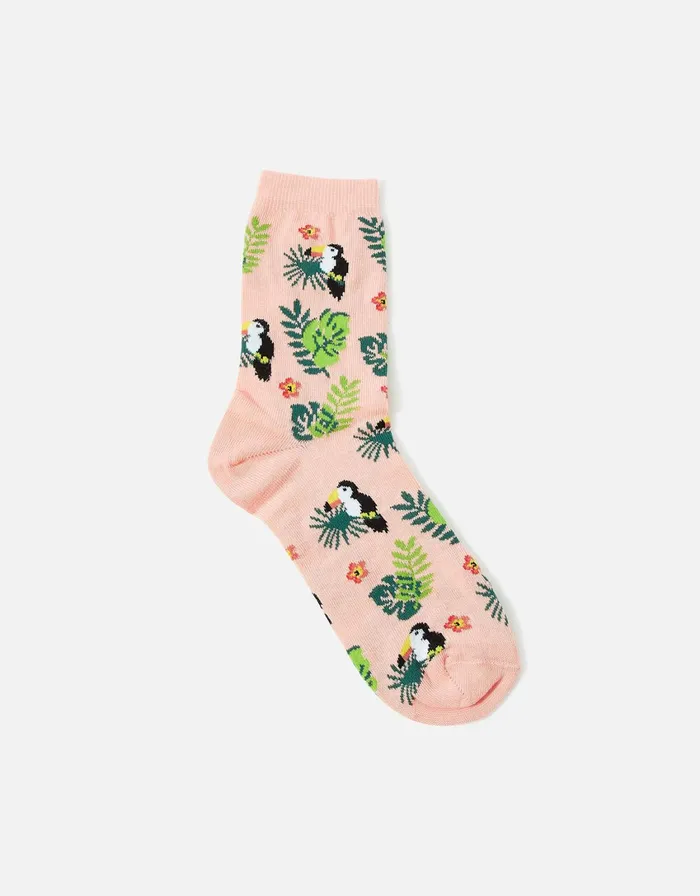 Accessorize Sunshine Toucan Socks Orange Coral Women Socks and Tights