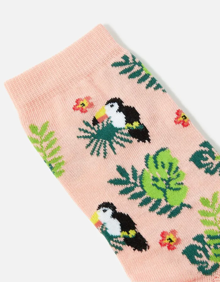 Accessorize Sunshine Toucan Socks Orange Coral Women Socks and Tights