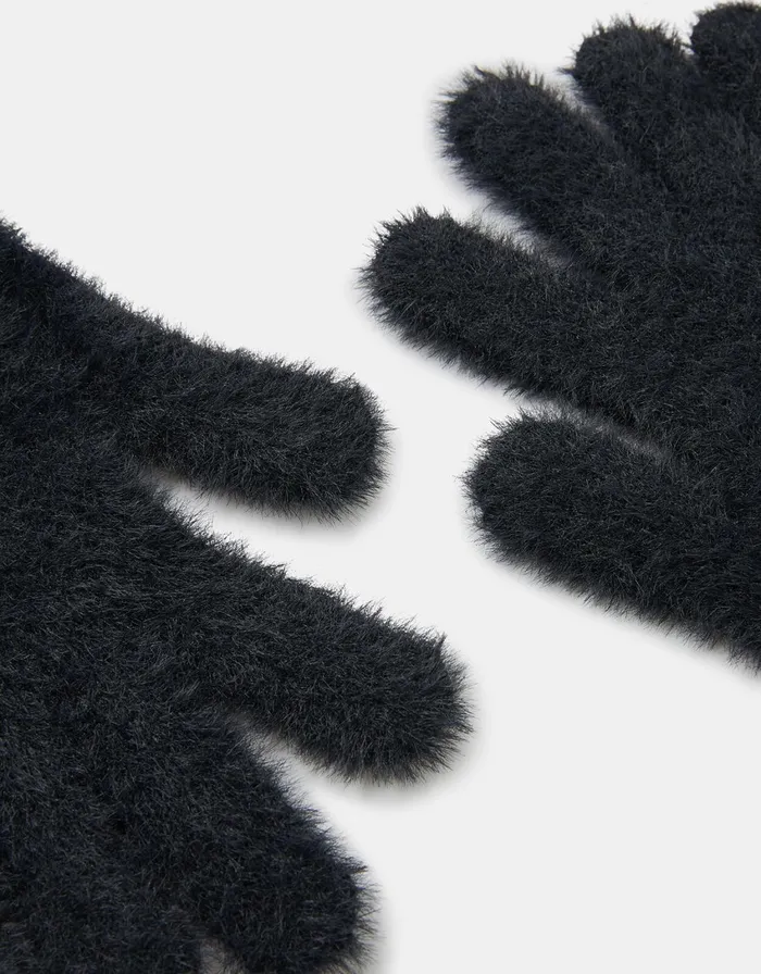 Accessorize SuperStretch Fluffy Knit Gloves Black Women Gloves