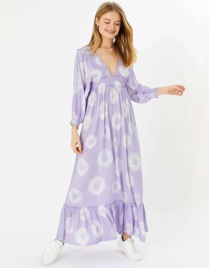 Accessorize Tie Dye Maxi Dress Purple Lilac Women Dresses