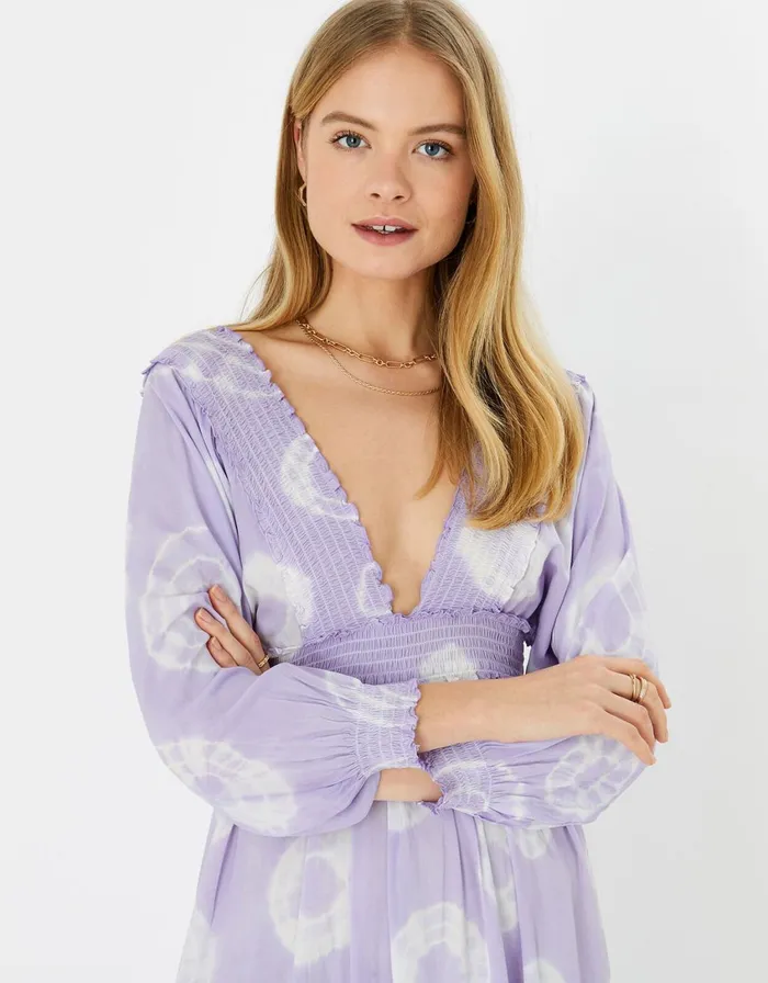 Accessorize Tie Dye Maxi Dress Purple Lilac Women Dresses