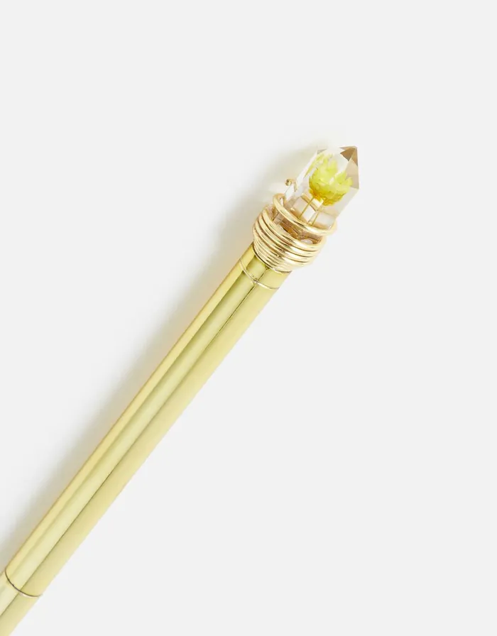 Accessorize Trapped Flower Crystal Pen Yellow Yellow Women Stationery