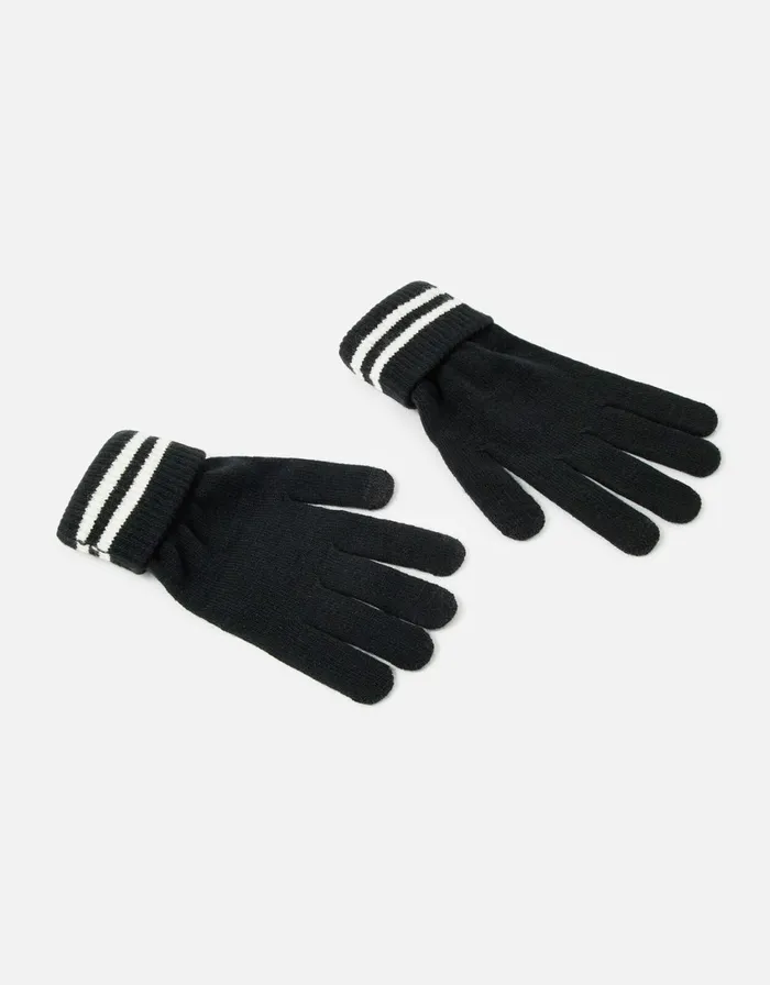 Accessorize Varsity Stripe Touchscreen Gloves Black Black Women Gloves