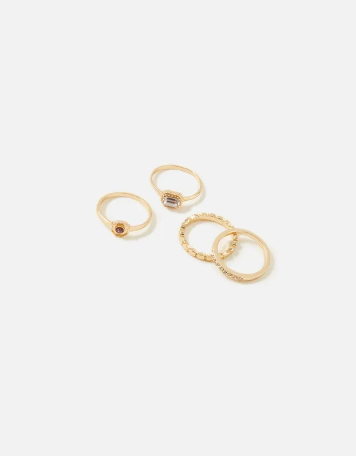 Accessorize Vintage Inspired Ring Multipack White Crystal Women Rings