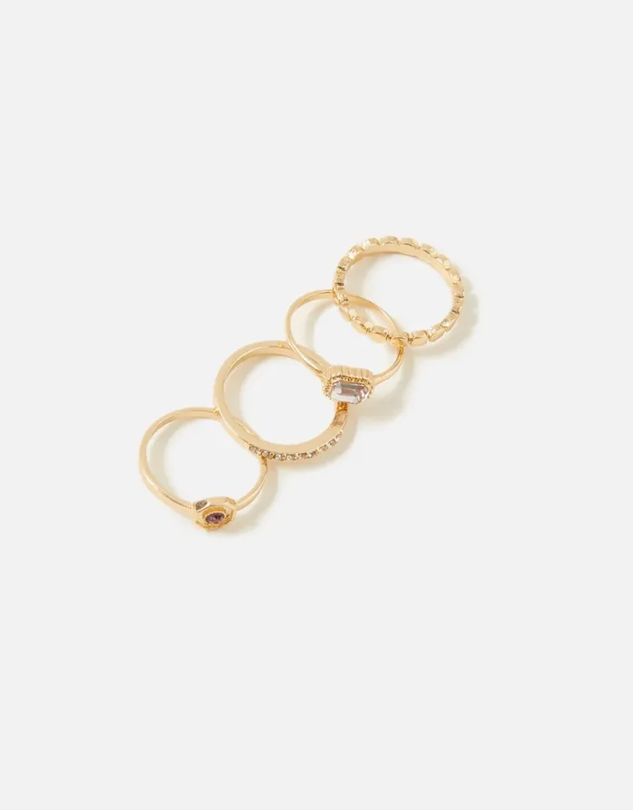 Accessorize Vintage Inspired Ring Multipack White Crystal Women Rings