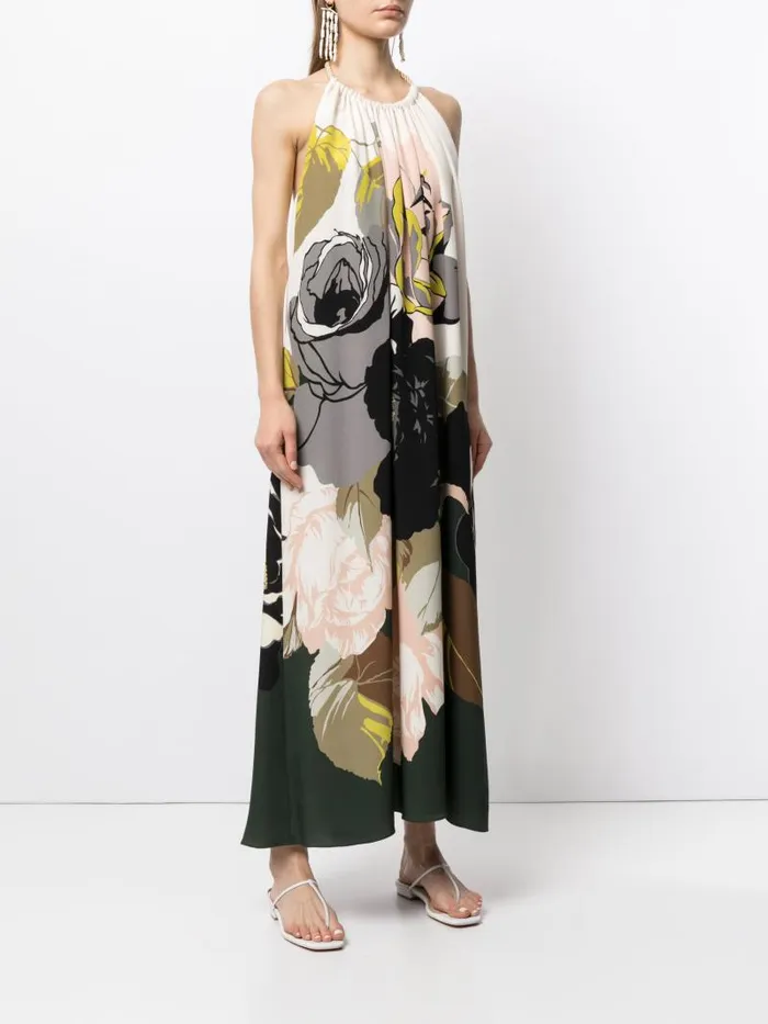 Adam Lippes Dresses and Jumpsuits Halter Dress In Printed Crepe Ivory Floral 8211 Women
