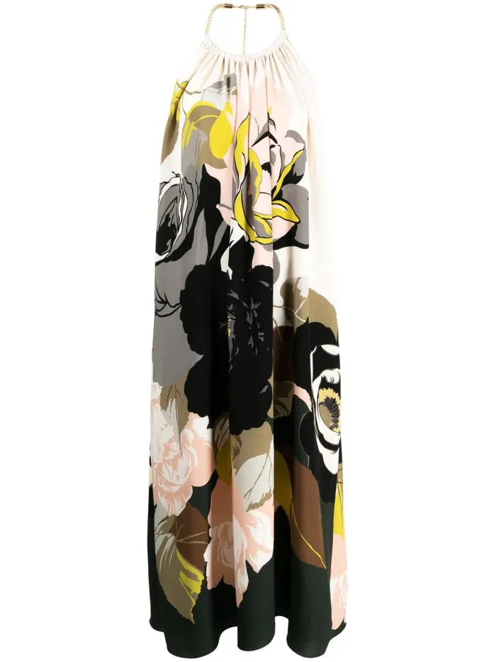 Adam Lippes Dresses and Jumpsuits Halter Dress In Printed Crepe Ivory Floral 8211 Women