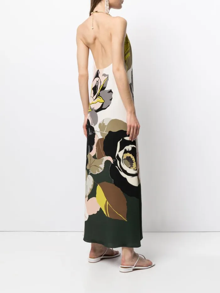 Adam Lippes Dresses and Jumpsuits Halter Dress In Printed Crepe Ivory Floral 8211 Women