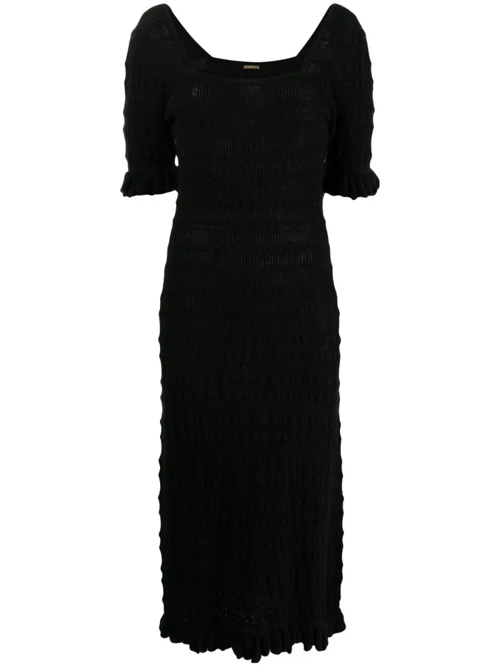 Adam Lippes Dresses and Jumpsuits Ruffle Sleeve Dress In Cotton Crepe Black 8211 Women