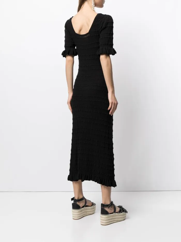 Adam Lippes Dresses and Jumpsuits Ruffle Sleeve Dress In Cotton Crepe Black 8211 Women