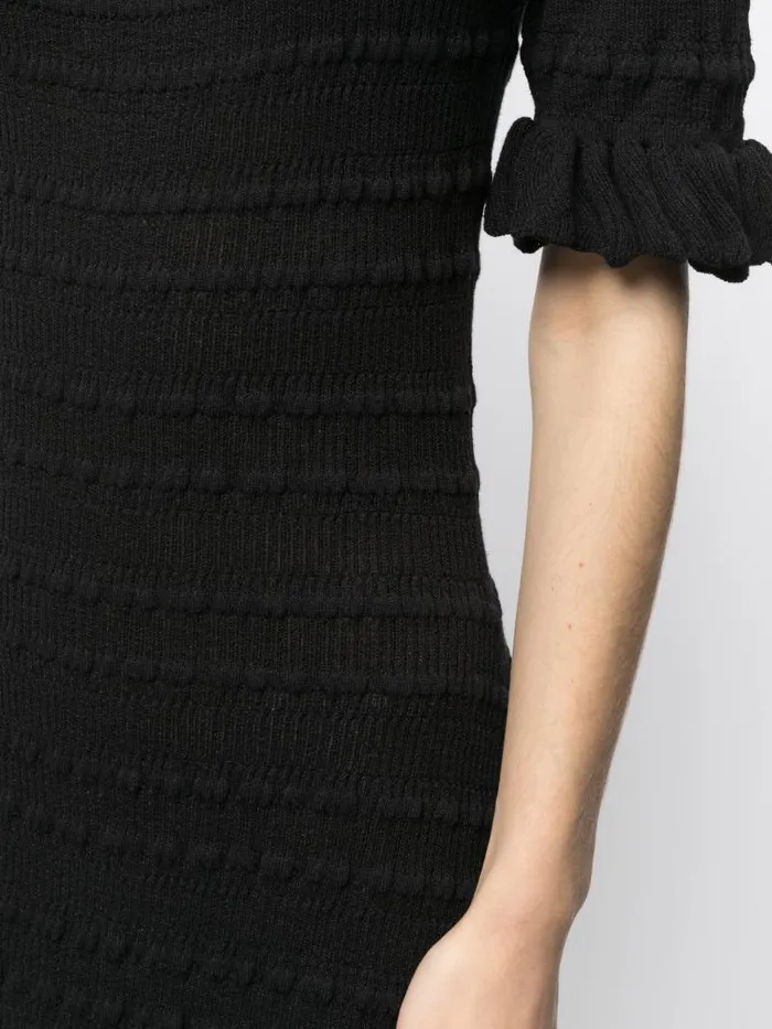 Adam Lippes Dresses and Jumpsuits Ruffle Sleeve Dress In Cotton Crepe Black 8211 Women