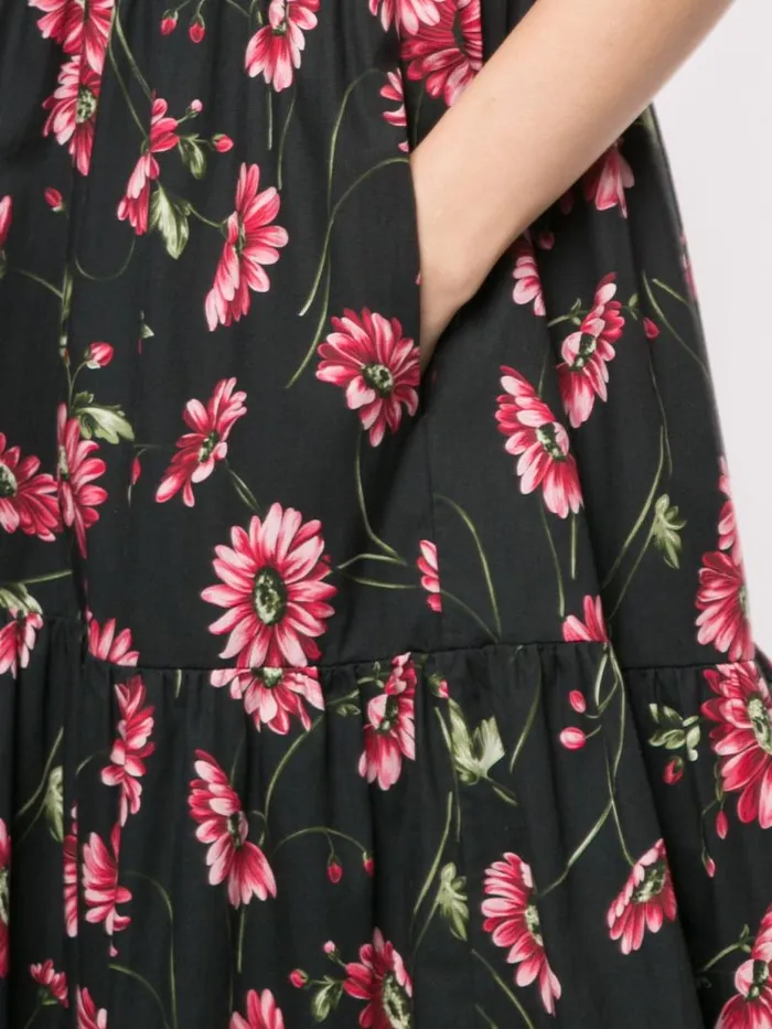 Adam Lippes Dresses and Jumpsuits Sleeveless Tiered Maxi Dress In Printed Poplin Black Daisy 8211 Women