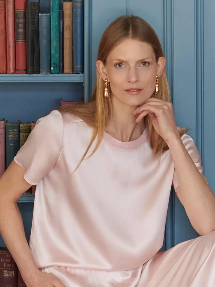 Adam Lippes Earrings Gold Teardrop Earring With Semi Precious Stone Rose Quartz 8211 Women