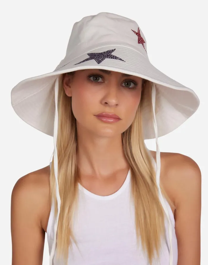 Adina Color Crystal Multi Stars White Women039s Lauren Moshi Hats